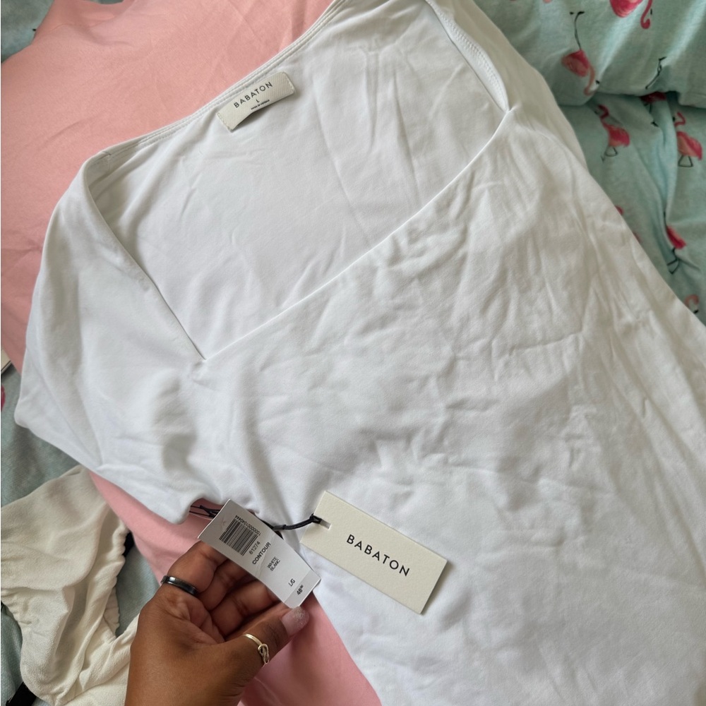 Babaton White Contour Square Neck Bodysuit